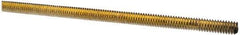 Value Collection - 1/4-20 UNC (Coarse), 6' Long, Alloy Steel Threaded Rod - Yellow Zinc-Plated Finish, Right Hand Thread - All Tool & Supply