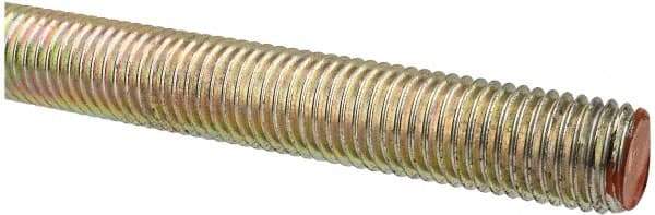 Value Collection - 3/4-10 UNC (Coarse), 3' Long, Alloy Steel Threaded Rod - Yellow Zinc-Plated Finish, Right Hand Thread - All Tool & Supply