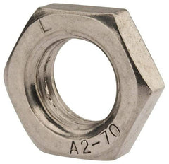 Value Collection - M18x2.50 Metric Coarse Stainless Steel Right Hand Hex Jam Nut - 27mm Across Flats, 9mm High, Uncoated - All Tool & Supply