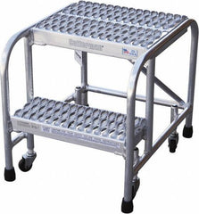 Cotterman - 20" 2 Step Rolling Warehouse Ladder - Rolling Safety Ladder, 350 Lb Capacity, 20" Platform Height, 26" Base Width x 23" Base Depth, Serrated - All Tool & Supply