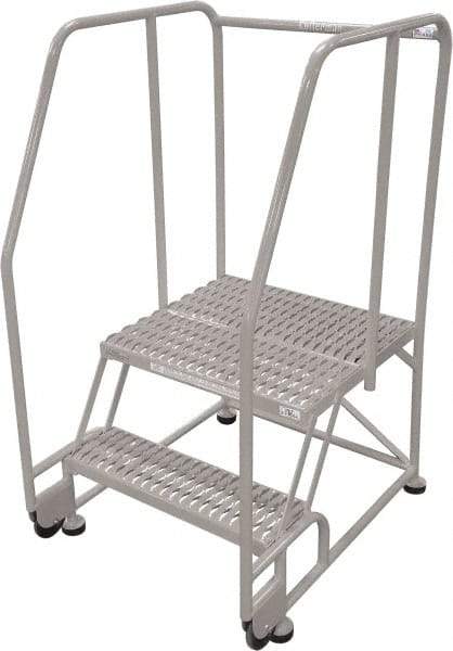 Cotterman - 50" 2 Step Rolling Warehouse Ladder - Tilt & Roll Safety Ladder, 450 Lb Capacity, 20" Platform Height, 34" Base Width x 28" Base Depth, Serrated Steel - All Tool & Supply