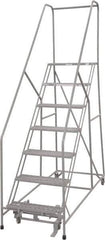 Cotterman - 100" 7 Step Rolling Warehouse Ladder - 50° Incline, 450 Lb Capacity, 70" Platform Height, 30" Base Width x 81" Base Depth, Perforated Tread - All Tool & Supply