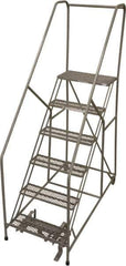 Cotterman - 90" 6 Step Rolling Warehouse Ladder - 50° Incline, 450 Lb Capacity, 60" Platform Height, 30" Base Width x 72" Base Depth, Perforated Tread - All Tool & Supply