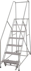 Cotterman - 100" 7 Step Rolling Warehouse Ladder - 50° Incline, 450 Lb Capacity, 70" Platform Height, 30" Base Width x 69" Base Depth, Perforated Tread - All Tool & Supply