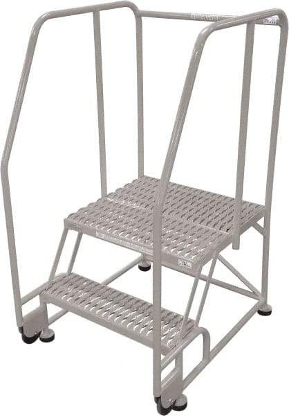 Cotterman - 50" 2 Step Rolling Warehouse Ladder - Tilt & Roll Safety Ladder, 450 Lb Capacity, 20" Platform Height, 34" Base Width x 28" Base Depth, Perforated Tread - All Tool & Supply