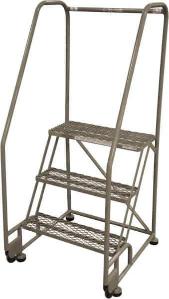 Cotterman - 60" 3 Step Rolling Warehouse Ladder - Tilt & Roll Safety Ladder, 450 Lb Capacity, 30" Platform Height, 28" Base Width x 31" Base Depth, Serrated Steel - All Tool & Supply