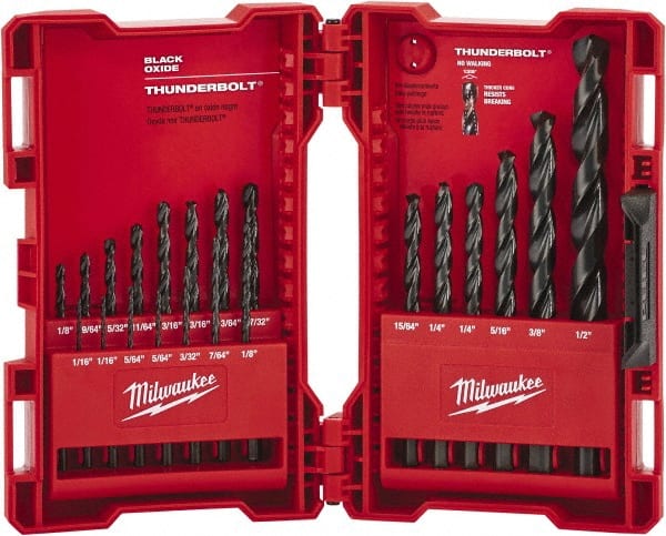 Milwaukee Tool - 1/16 to 9/64", 135° Point, Oxide Finish, High Speed Steel Maintenance Length Drill Bit Set - All Tool & Supply