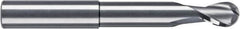 RobbJack - 3/8" Diam, 3/8" LOC, 2 Flute Solid Carbide Ball End Mill - Uncoated, Single End, 4" OAL, 3/8" Shank Diam, Spiral Flute - All Tool & Supply