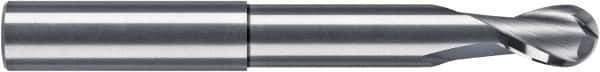 RobbJack - 3/8" Diam, 3/8" LOC, 2 Flute Solid Carbide Ball End Mill - Uncoated, Single End, 4" OAL, 3/8" Shank Diam, Spiral Flute - All Tool & Supply