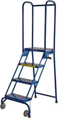 Ballymore - 68" 4 Step Rolling Warehouse Ladder - Lock-N-Stock, 300 Lb Capacity, 38" Platform Height, 24" Base Width x 35" Base Depth, Perforated Tread - All Tool & Supply