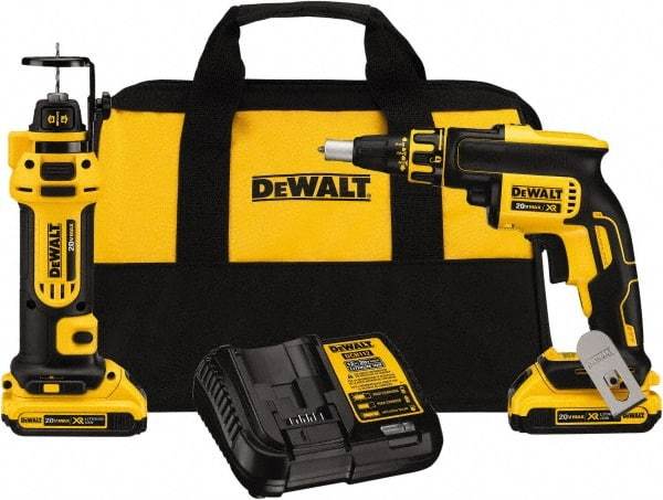 DeWALT - 20 Volt Cordless Tool Combination Kit - Includes Brushless Screwgun & Drywall Cutout Tool, Lithium-Ion Battery Included - All Tool & Supply