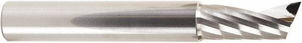 Amana Tool - 1/2" Cutting Diam x 1-1/8" Length of Cut, 1 Flute, Upcut Spiral Router Bit - Uncoated, Right Hand Cut, Solid Carbide, 3-1/2" OAL x 1/2" Shank Diam, 20° Helix Angle - All Tool & Supply