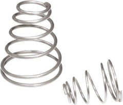 Associated Spring Raymond - 15.24mm OD, 0.9mm Wire, 1/2" Free Length, Cone Spring - 8.64 Lb Spring Rating, 16.55 N Max Work Load, Stainless Steel - All Tool & Supply