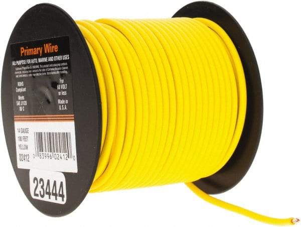 EastPenn - 14 AWG Automotive Plastic Insulated, Single Conductor Wire - 100' Long, Yellow - All Tool & Supply