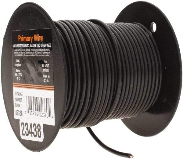 EastPenn - 16 AWG Automotive Plastic Insulated, Single Conductor Wire - 100' Long, Black - All Tool & Supply