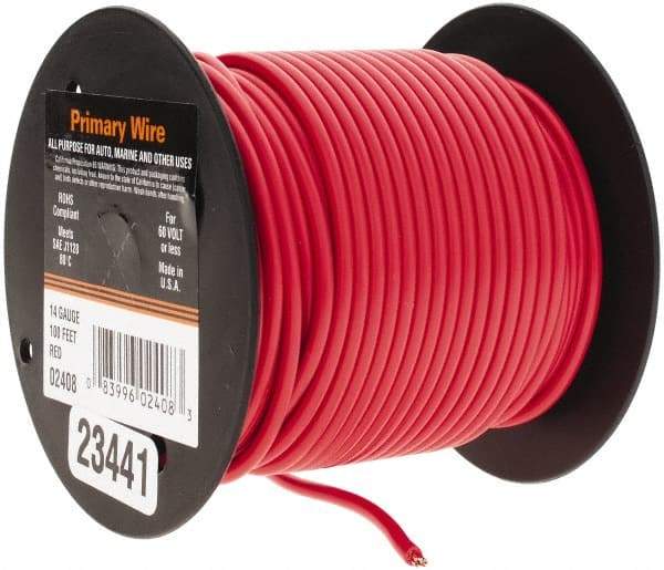 EastPenn - 14 AWG Automotive Plastic Insulated, Single Conductor Wire - 100' Long, Red - All Tool & Supply