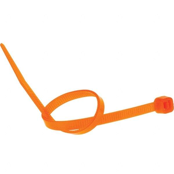 Value Collection - 8" Long Orange Nylon Standard Cable Tie - 50 Lb Tensile Strength, 54mm Max Bundle Diam - All Tool & Supply