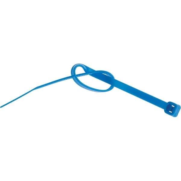 Value Collection - 8" Long Blue Nylon Standard Cable Tie - 50 Lb Tensile Strength, 54mm Max Bundle Diam - All Tool & Supply