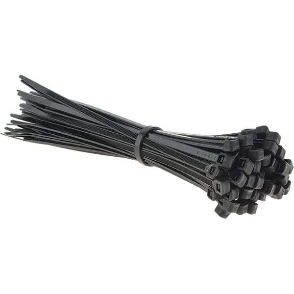 Value Collection - 8" Long Black Nylon Standard Cable Tie - 50 Lb Tensile Strength, 54mm Max Bundle Diam - All Tool & Supply