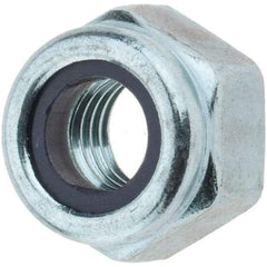 Value Collection - 1/4-28 UNF Grade 2 Hex Lock Nut with Nylon Insert - 7/16" Width Across Flats, 19/64" High, Zinc-Plated Finish - All Tool & Supply