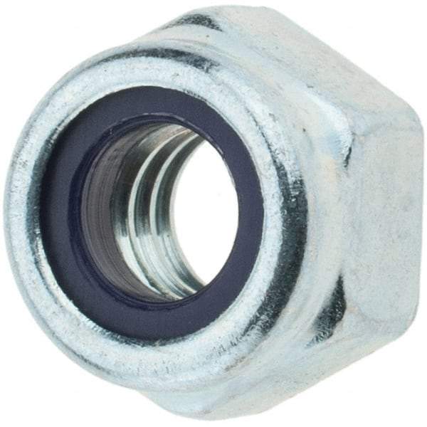 Value Collection - 1/4-20 UNC Grade 2 Hex Lock Nut with Nylon Insert - 7/16" Width Across Flats, 19/64" High, Zinc-Plated Finish - All Tool & Supply