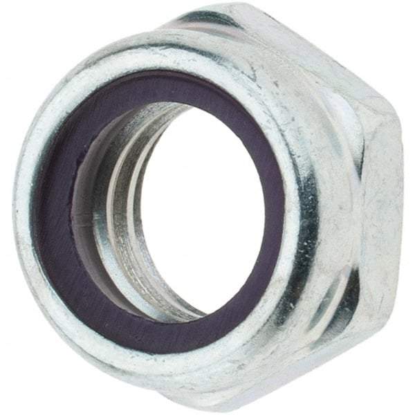 Value Collection - 7/16-14 UNC Grade 2 Hex Jam Lock Nut with Nylon Insert - 11/16" Width Across Flats, 21/64" High, Zinc-Plated Finish - All Tool & Supply