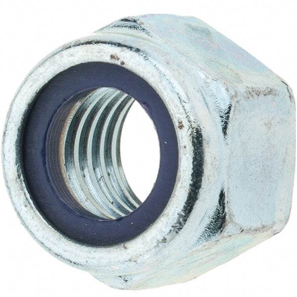 Value Collection - 1/2-13 UNC Grade 2 Hex Lock Nut with Nylon Insert - 3/4" Width Across Flats, 39/64" High, Zinc-Plated Finish - All Tool & Supply