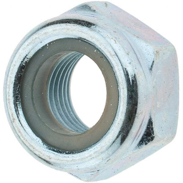 Value Collection - M10x1.00 Metric Fine Grade 8 Hex Lock Nut with Nylon Insert - 10mm High, Zinc-Plated Finish - All Tool & Supply