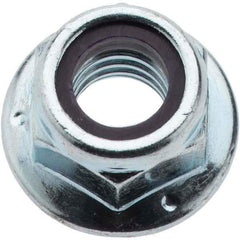 Value Collection - 3/8-16 UNC Grade 2 Hex Flange Lock Nut with Nylon Insert - 9/16" Width Across Flats, 7/16" High, Zinc-Plated Finish - All Tool & Supply