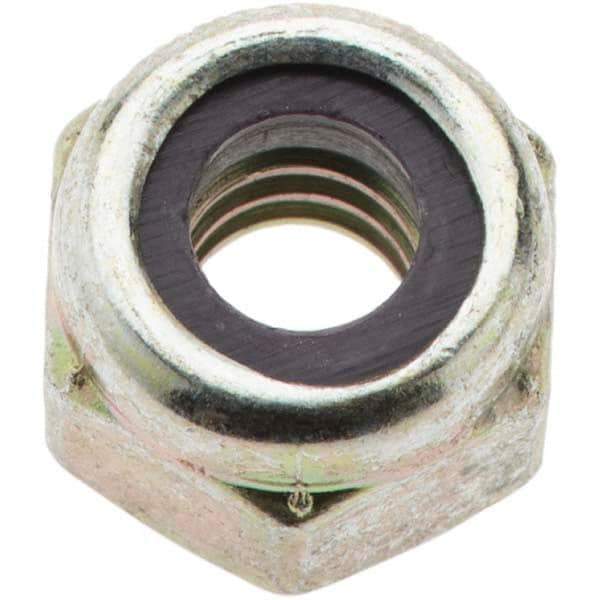 Value Collection - 1/4-20 UNC Grade 8 Hex Lock Nut with Nylon Insert - 7/16" Width Across Flats, 5/16" High, Zinc Yellow Dichromate Finish - All Tool & Supply