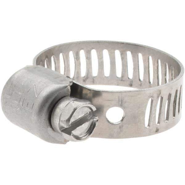 Made in USA - SAE Size 6, 7/16 to 25/32" Diam, Stainless Steel Miniature Worm Drive Clamp - 5/16" Wide - All Tool & Supply