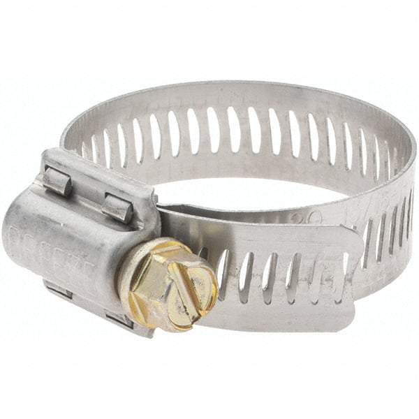 Made in USA - SAE Size 20, 13/16 to 1-3/4" Diam, Stainless Steel Worm Drive Clamp - All Tool & Supply