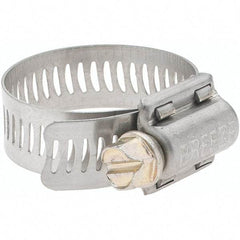 Made in USA - SAE Size 16, 13/16 to 1-1/2" Diam, Stainless Steel Worm Drive Clamp - All Tool & Supply