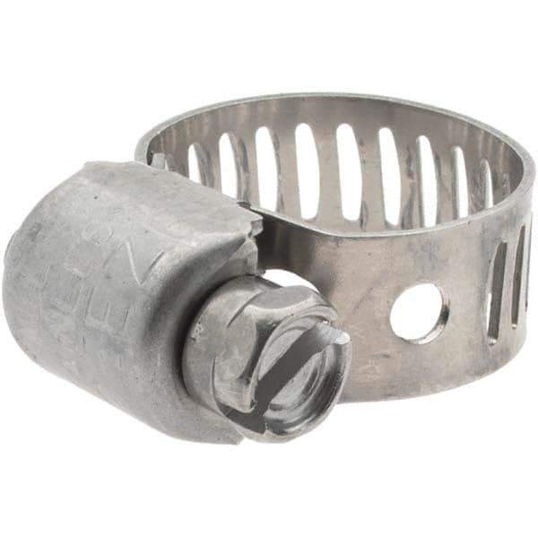 Made in USA - SAE Size 4, 5/8 to 7/32" Diam, Stainless Steel Worm Drive Clamp - 1/2" Wide, Series SAE J1508 Type M - All Tool & Supply