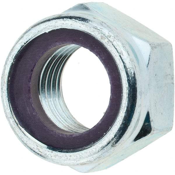 Value Collection - M20x2.50 Metric Coarse Grade 8 Hex Lock Nut with Nylon Insert - 20mm High, Zinc-Plated Finish - All Tool & Supply