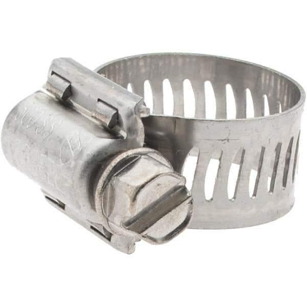 Made in USA - SAE Size 6, 7/16 to 25/32" Diam, Stainless Steel Worm Drive Clamp - 1/2" Wide, Series SAE J1508 Type F - All Tool & Supply