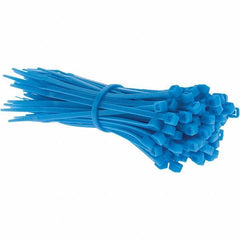 Value Collection - 4" Long Blue Nylon Standard Cable Tie - 18 Lb Tensile Strength, 21mm Max Bundle Diam - All Tool & Supply