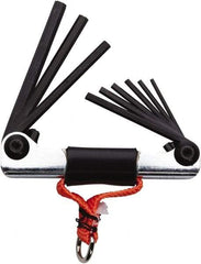 Proto - 9 Piece Fold-Up Tethered Hex Key Set - Hex Range 5/64 to 1/4", Steel - All Tool & Supply