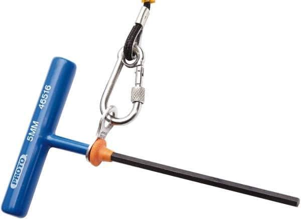 Proto - 5mm Hex, Tethered T-Handle Cushion Grip, Hex Key - 6" OAL, Alloy Steel, Metric System of Measurement - All Tool & Supply