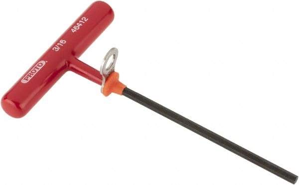 Proto - 3/16" Hex, Tethered T-Handle Cushion Grip, Hex Key - 6" OAL, Alloy Steel, Inch System of Measurement - All Tool & Supply