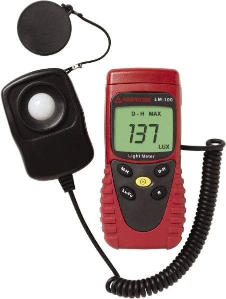 Amprobe - 9 Volt Battery, 20 to 20,000 FC, LCD Display, Silicone Photodiode Light Meter - 5 Accuracy, Compatible with All Visible Light Lighting, Built In Memory - All Tool & Supply