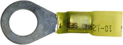 Made in USA - 12-10 AWG Partially Insulated Solder Connection Ring Terminal - 3/8" Stud, Copper Contact - All Tool & Supply