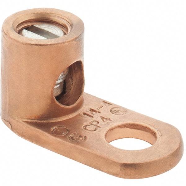 Made in USA - 14-4 AWG Noninsulated Crimp Connection Square Ring Terminal - 1/4" Stud, 1-3/32" OAL x 17/32" Wide, Copper Alloy Contact - All Tool & Supply