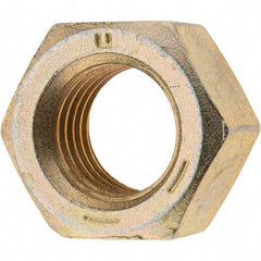 Made in USA - 1-8 UNC Steel Right Hand Hex Nut - 1-1/2" Across Flats, 0.8594" High, Zinc Yellow Dichromate Finish - All Tool & Supply