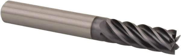 Kennametal - 1/2", 1-1/4" LOC, 1/2" Shank Diam, 3" OAL, 6 Flute, Solid Carbide Square End Mill - Single End, AlTiN Finish, Spiral Flute, 38° Helix, Centercutting, Right Hand Cut, Right Hand Flute, Series UJDE - All Tool & Supply