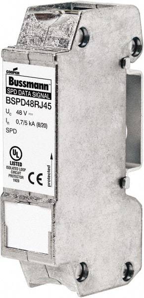 Cooper Bussmann - 1 Pole, 1 Phase, 76.91mm Long x 19mm Wide x 36.15mm Deep, Hardwired Surge Protector - DIN Rail Mount, 48 V, 34 VDC, 48 VAC Operating Voltage, 10 kA Surge Protection - All Tool & Supply