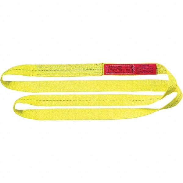 Lift-All - 16' Long x 2" Wide, 9,600 Lb Vertical Capacity, 2 Ply, Polyester Web Sling - 7,700 Lb Choker Capacity, Yellow - All Tool & Supply