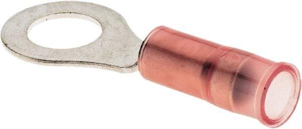 Value Collection - 22-16 AWG Partially Insulated Crimp Connection Circular Ring Terminal - 1/4" Stud, 30.4mm OAL x 11.6mm Wide, Copper Contact - All Tool & Supply