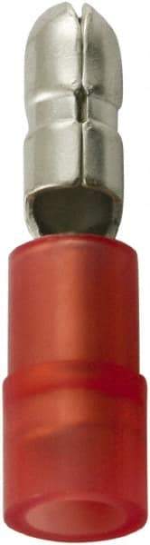 Value Collection - 22 to 16 AWG Double Crimp Bullet Connector - 0.157" Bullet Diam, Red Nylon Insulation - All Tool & Supply