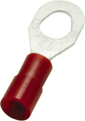 Value Collection - 22-16 AWG Partially Insulated Crimp Connection D Shaped Ring Terminal - #10, 6 & 8 Stud, 25.3mm OAL x 8.6mm Wide, Copper Contact - All Tool & Supply